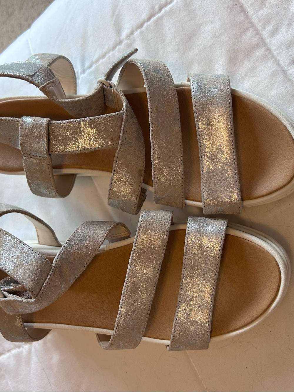 Dr. Scholl's Shimmery Silver Platform Sandals